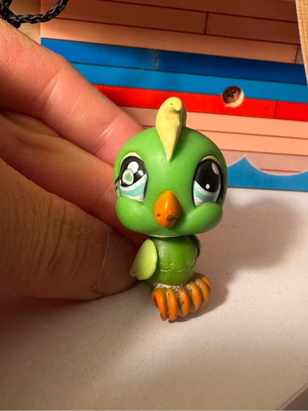 Littlest Pet Shop Green Parrot Figure with Orange Beak & Feet